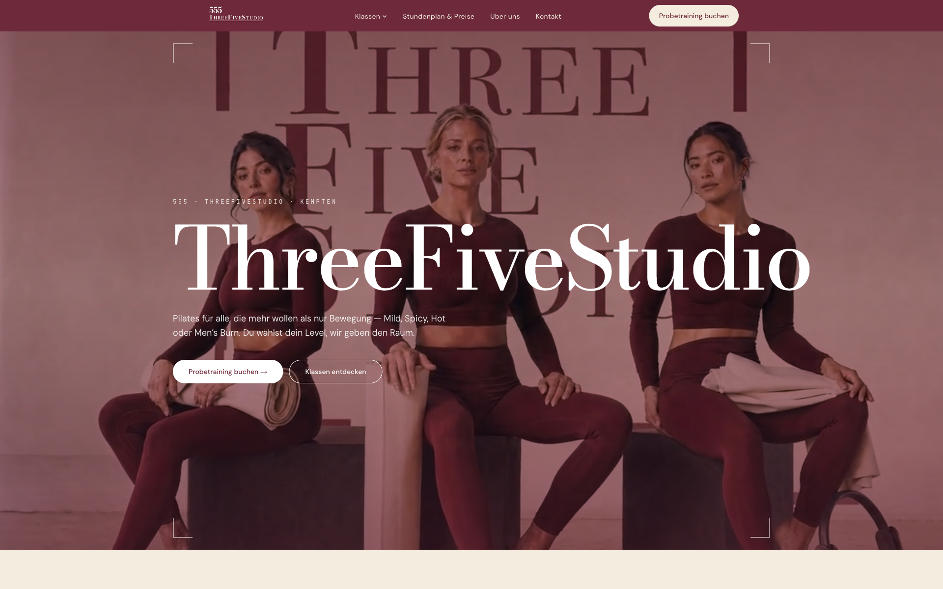 Screenshot der Webseite threefivestudio.de für ThreeFiveStudio